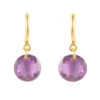 Pendientes amatista redonda tallada oro 18k