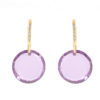 pendientes piedra amatista redonda oro 18k