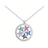 collar de plata con cinco mariposas con circonitas de colores