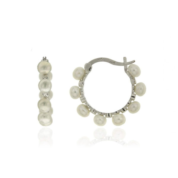 pendientes argollas de plata perlas naturales