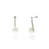pendientes plata barra con circonitas y perla