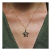 Cadena Estrella de Plata chapado en Oro con Circonitas de Colores