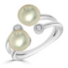 Anillo de Plata doble aro con perlas y circonitas