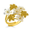 Anillo de Plata Chapado en Oro 4 Flores Nacar