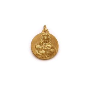 Medalla de oro Escapulario Virgen del Carmen y Sagrado Corazón 20 mm