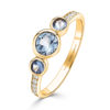 Anillo de Oro Media Alianza con Chatones con Circonitas Celeste