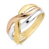 Anillo de Oro Tricolor con Tres Aros Cruzados