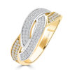 Anillo Trenza de Oro Bicolor con Circonitas