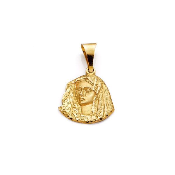 medalla virgen de la macarena con velo oro