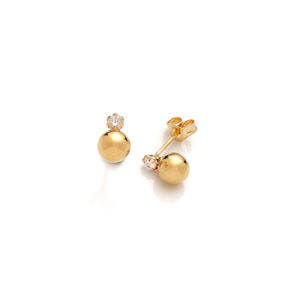 Pendientes perlas oro con circonitas y garras bola