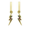 Pendientes rayo con piedras de colores de oro