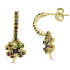 Pendientes trebol de oro con piedras de colores