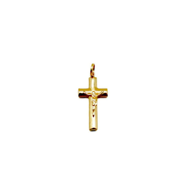 cruz de oro tipo crucifijo tubo ovalado