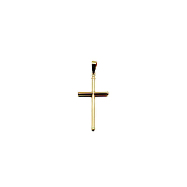 cruz de oro tubo liso con remates