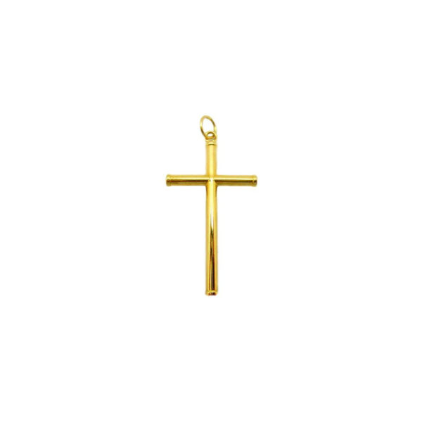 cruz de oro tubo liso con tapones