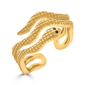 Anillo de Plata chapado en oro serpiente con circonitas