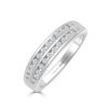 Anillo de oro media alianza doble con diamantes talla brillante