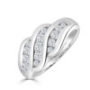 Sortija oro con diamantes talla brillante en 3 bandas