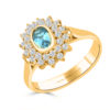 Anillo topacio azul con orla de circonitas
