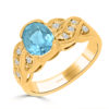 Anillo trenzado topacio azul y circonitas