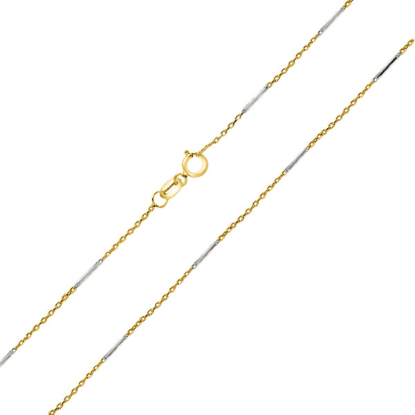Cadena de oro bicolor barra y cadena de 45 cm