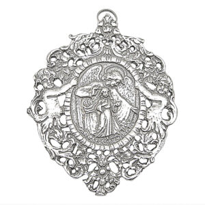 Medalla de cuna oval Angel de la Guarda 81x70mm plata