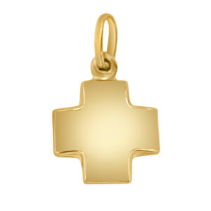 Cruz de oro cuadrada abombada 13 x 13 mm
