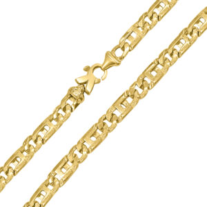 Cadena collar de oro de 56 cm con eslabones barbados planos de 5,3 mm