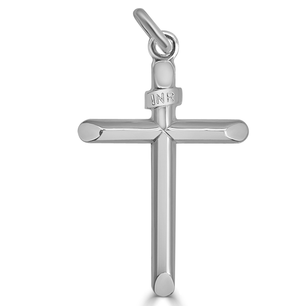 Cruz de plata de tubo con y corte oblicuo en Medidas 28 x