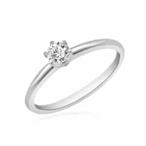 Anillo Solitario de Oro Blanco con Diamante Simplicity | Joyería Orobriz