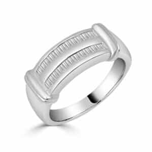 Sortija de Oro Blanco Trapecio | Joyería Orobriz 1976